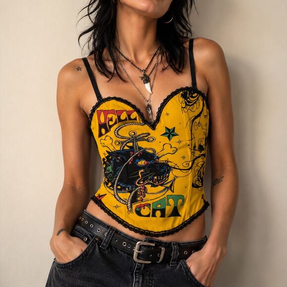 Hellcat Tops - Hellcat Y2K Graffiti Punk Bustier Top Size XXL